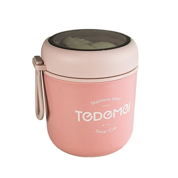 Stainless Steel Soup Cup 530ml Pink - Picture 1 of 4